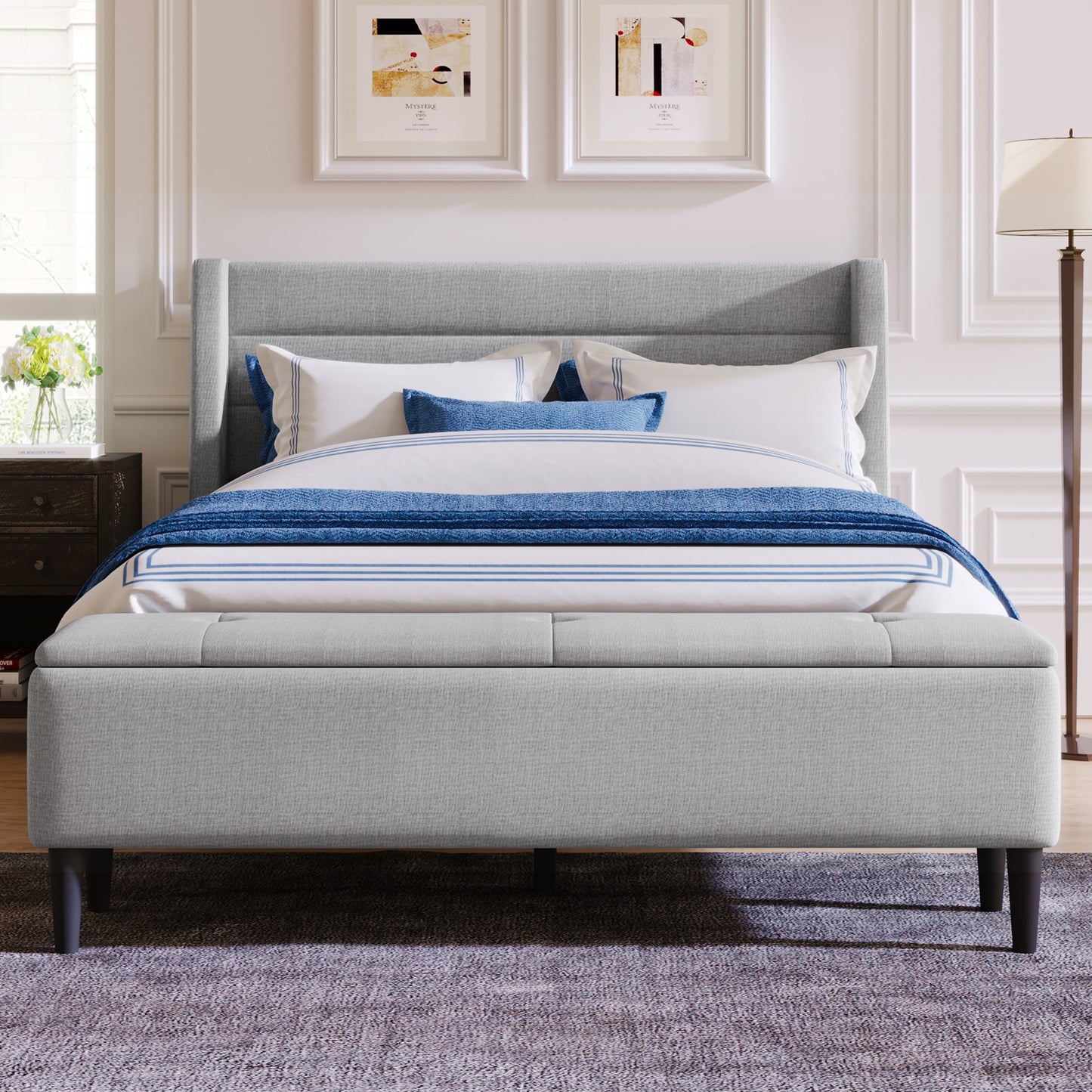 Queen Size Upholstered Storage Bed Frame