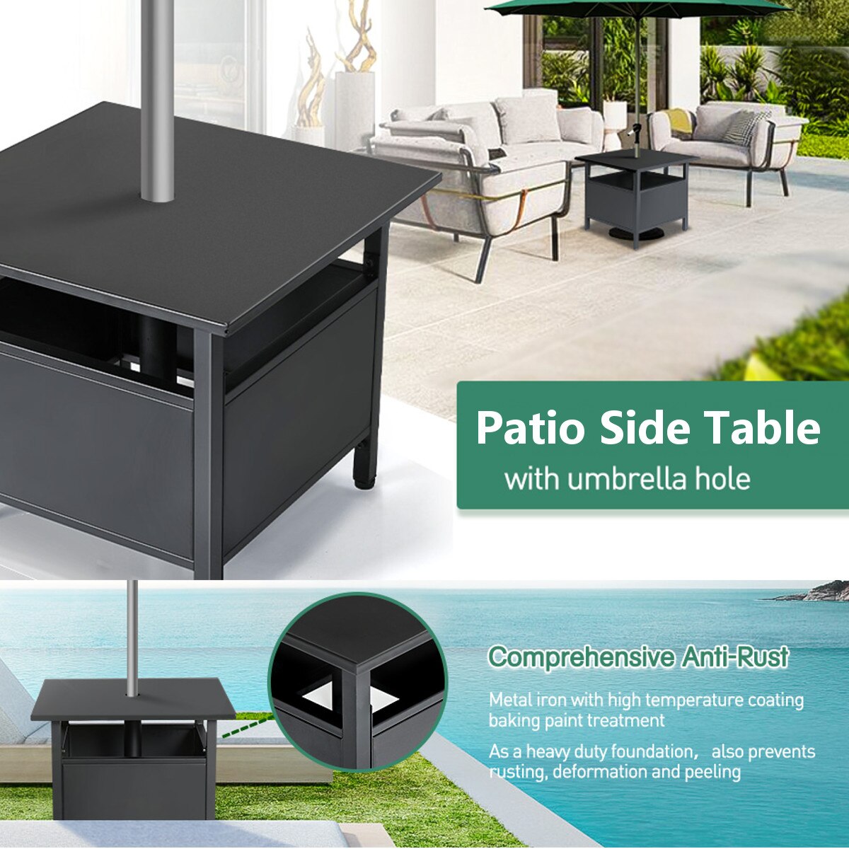 Patio Side Table With Umbrella