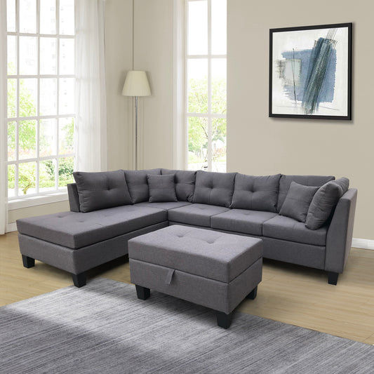 Living Room Sofa with Armchair and Storage Stool