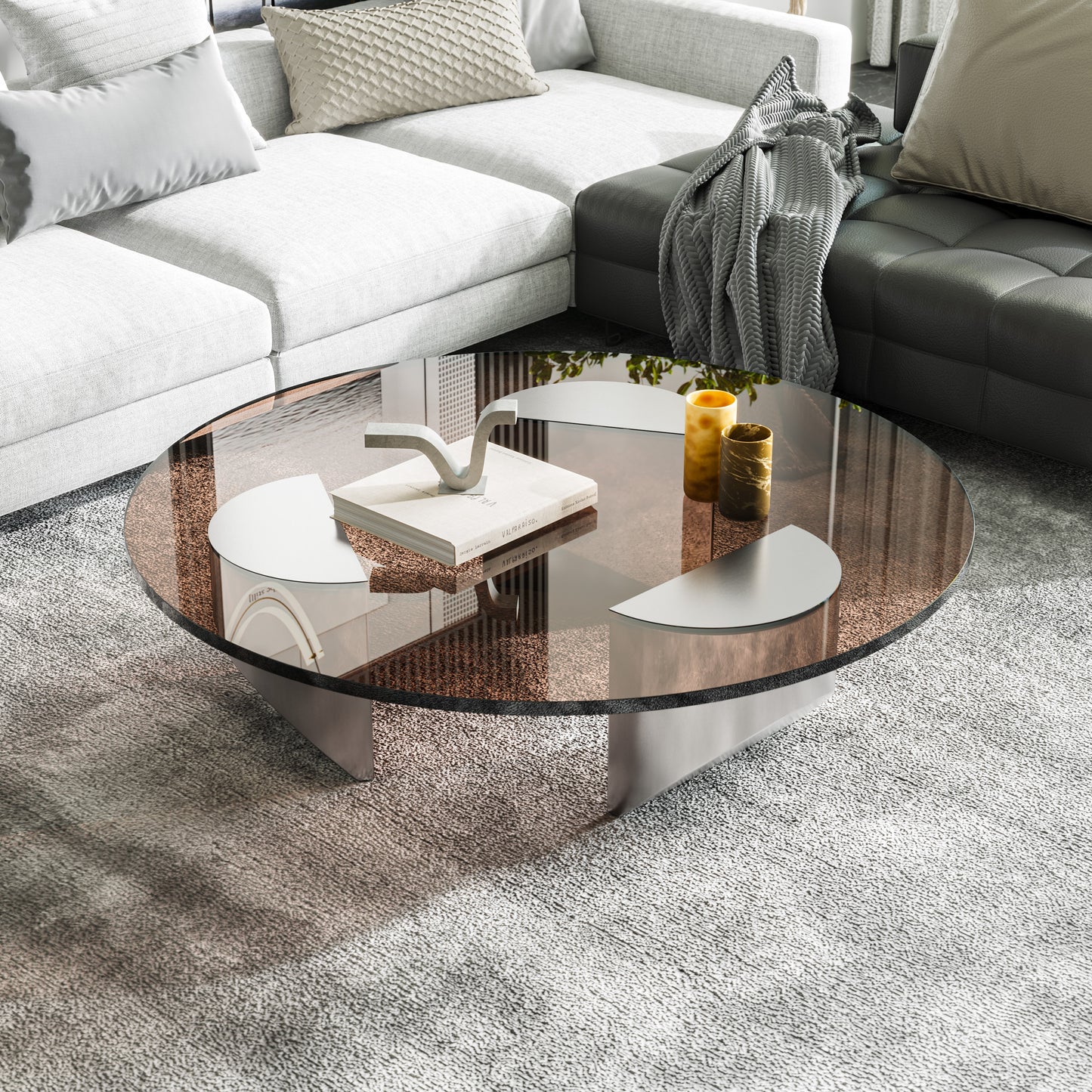 Round Glass Wedge Coffee Table